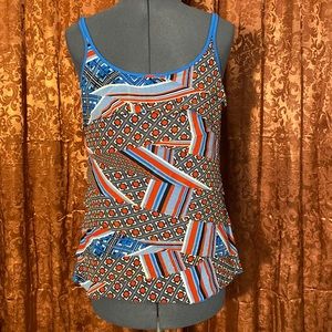 New York & Company Multicolor Geometric Tank Top